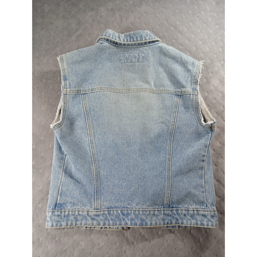 VTG Old Navy Blue Jeans Light Wash Denim Vest Sleeveless Trucker Jacket Small - Picture 6 of 6